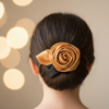 Girl with bun bow The Signature Satin Rose Hair Clip