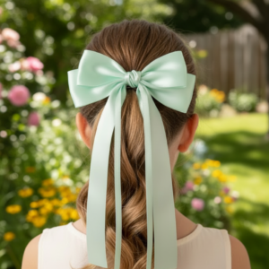 Long bow girl The Cascading Ribbon Satin Hair Bow