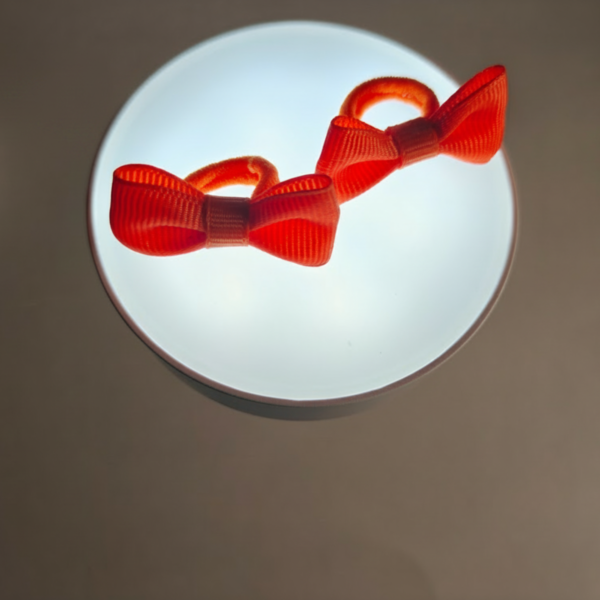 Vibrant Orange Mini Pigtail Bows (Set of 2)