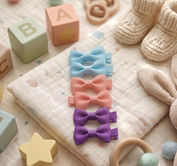 Pack of thress todd 2 Sweet Baby Grosgrain Bow Clips (6-Pack) – Choose Your Palette