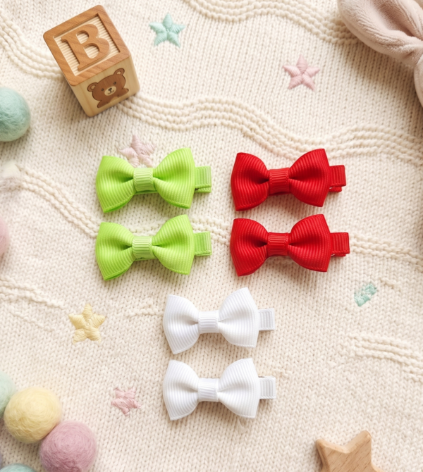 Pck of three Todd 1 Sweet Baby Grosgrain Bow Clips (6-Pack) – Choose Your Palette