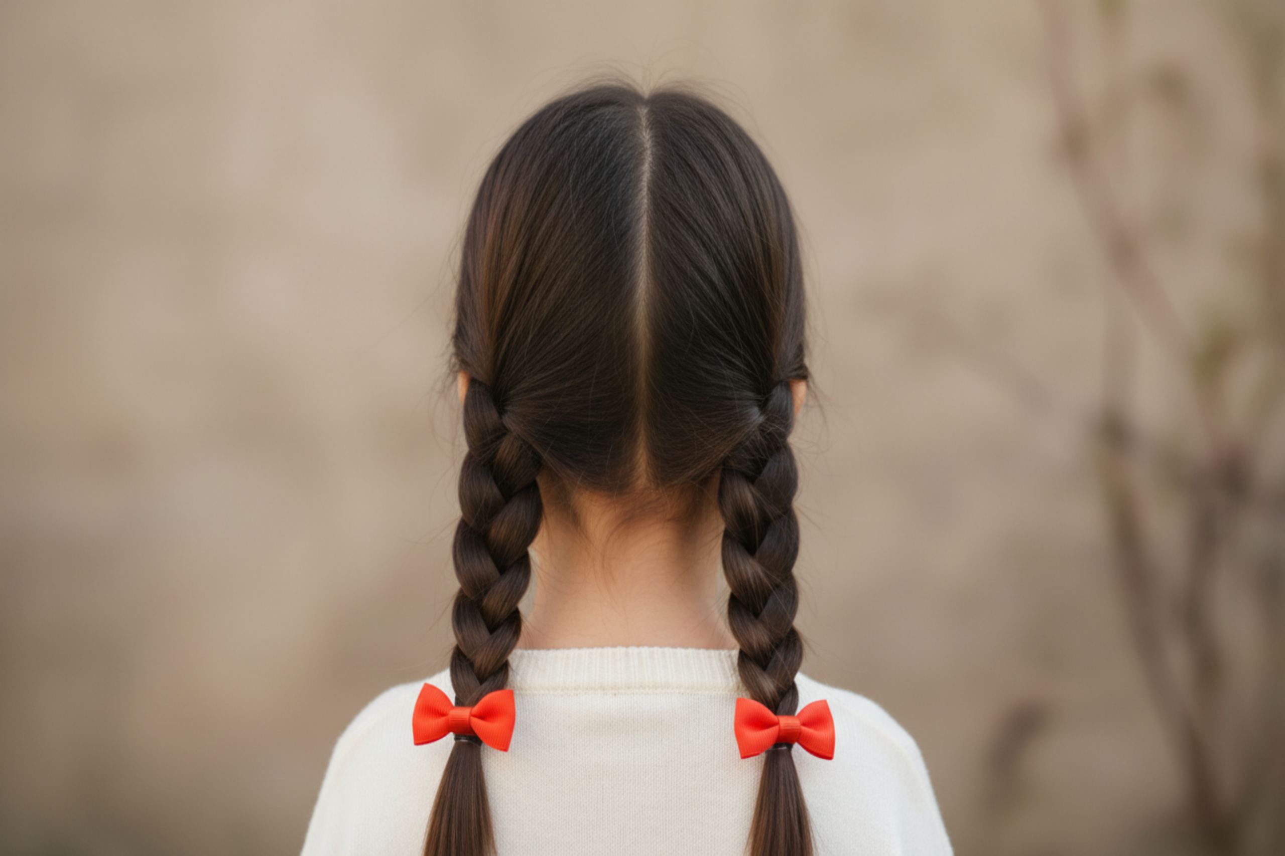 Vibrant Orange Mini Pigtail Bows (Set of 2)