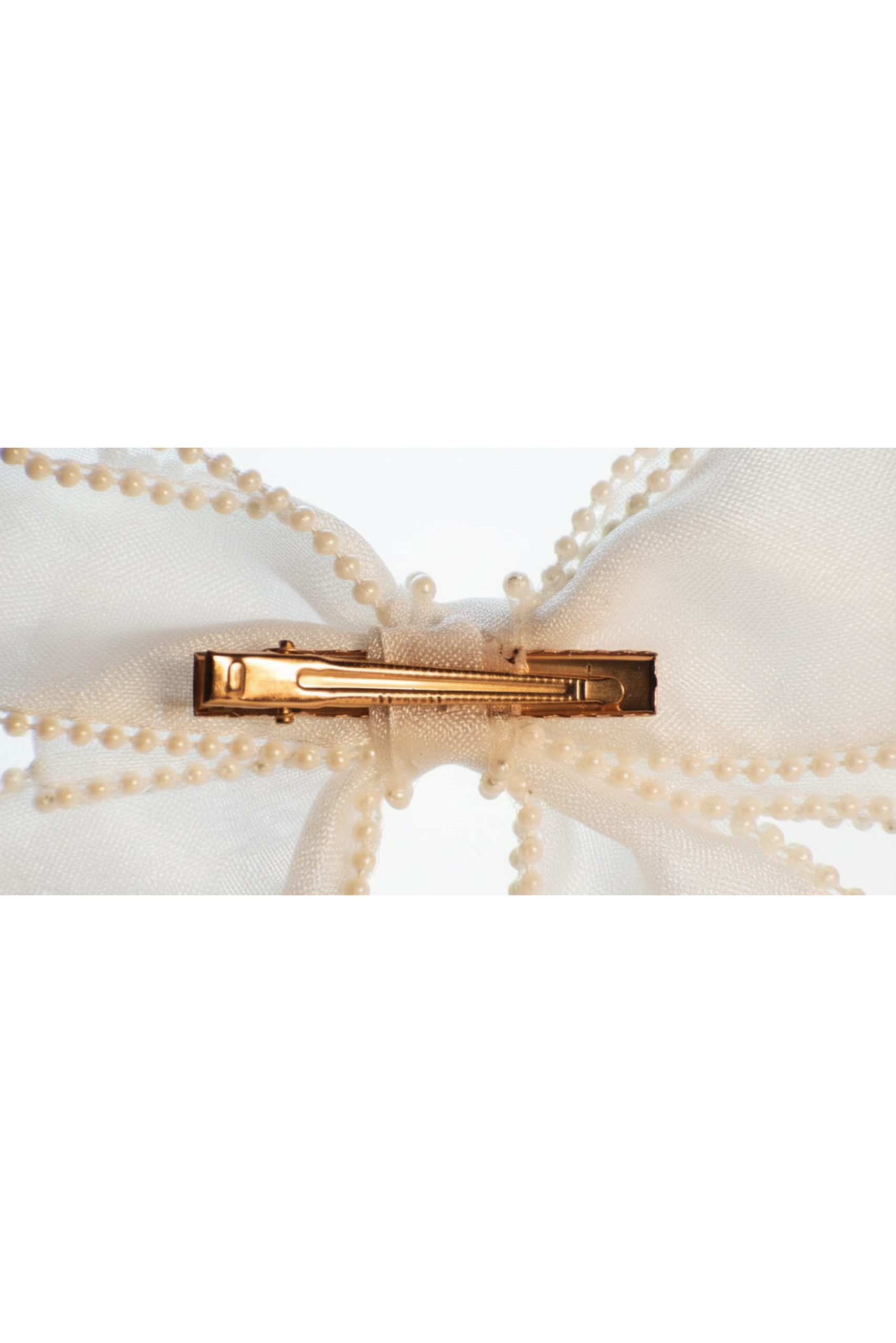 clip Blush Organza Pearl-Trimmed Hair Bow