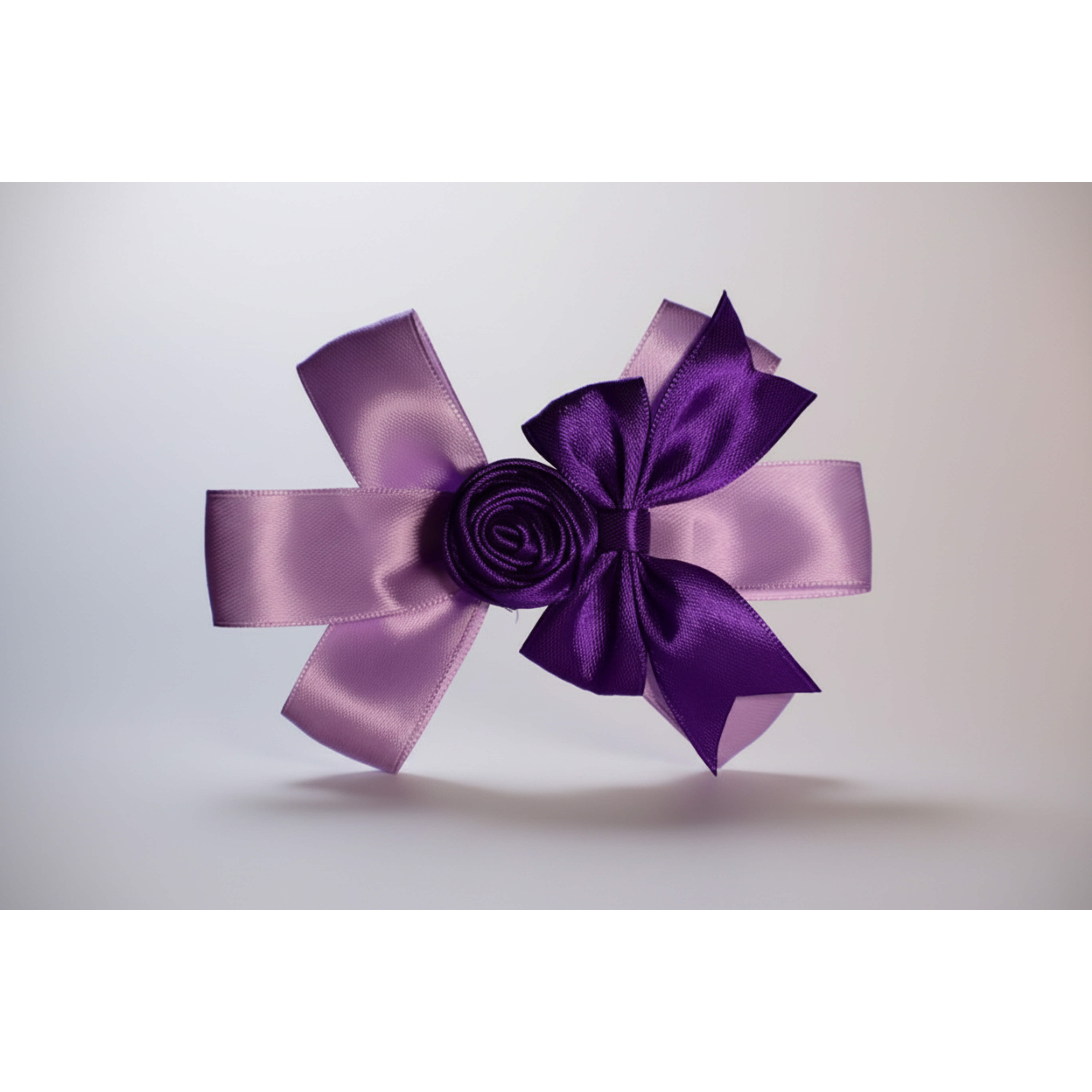 Two-Tone Pink Satin Rosette Hair Bow
