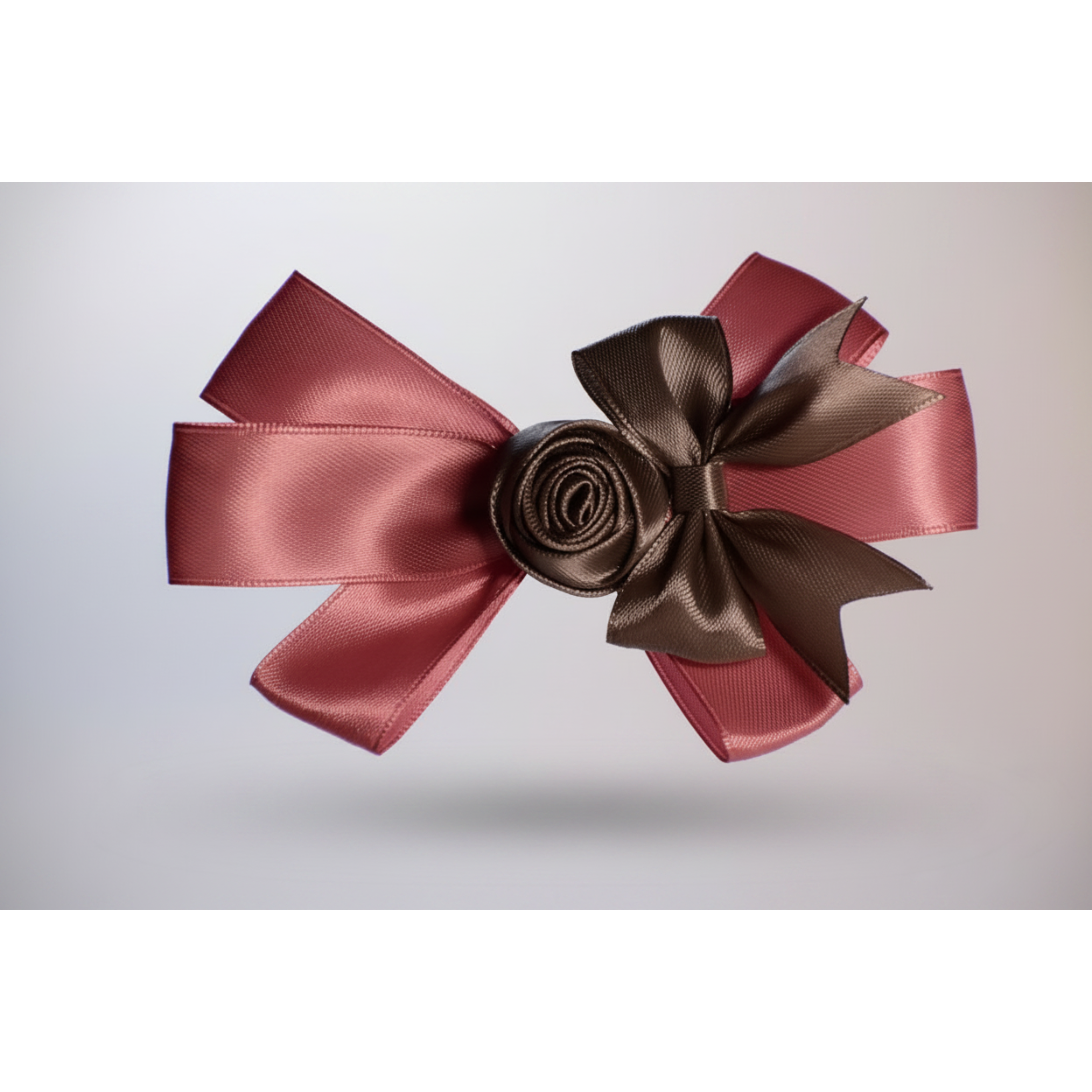 Two-Tone Pink Satin Rosette Hair Bow