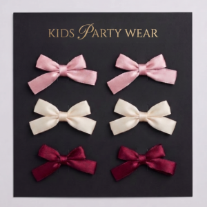 Elegant Kids' Party Satin Bow Clips (6-Pack) – Choose Your Palette