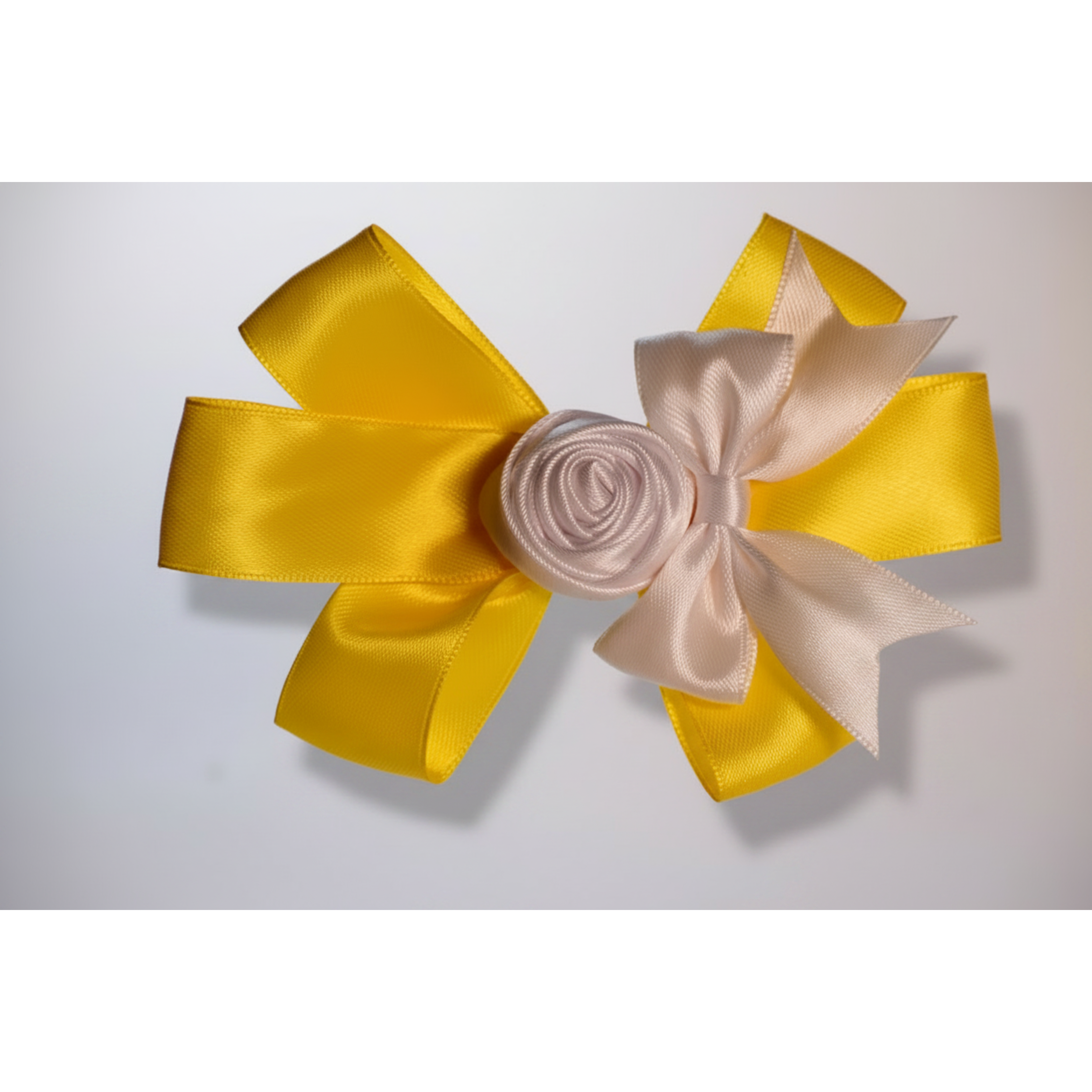 Two-Tone Pink Satin Rosette Hair Bow